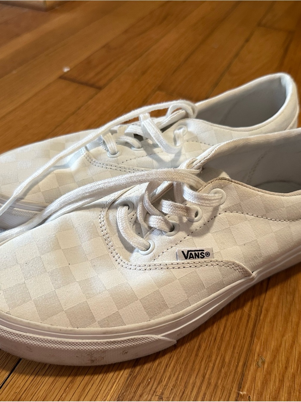 Vans White Checkerboard Canvas Lace-Up Sneakers